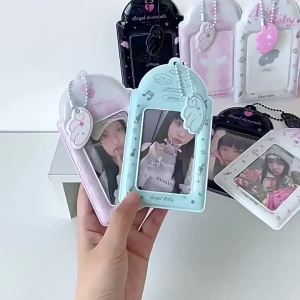 Hàn Quốc ins Lá sách gió pvc Ví đựng thẻ đa năng cho thẻ sinh viên thẻ ăn thẻ ảnh thần tượng kèm dây đeo chống thất lạc