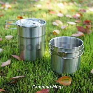 Outdoor Foldable Camping Mug 2pcs set Stainless Steel 304 Water Boiling Cup Outdoor Cooking Picnic Hiking Camping