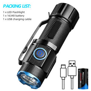 Alonefire X66 sáng cao P50 LED Đèn pin mini Loại-C Đèn pin sạc USB Ba Lô Túi ngoài trời không thấm nước Đèn làm việc