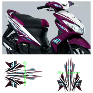 STIKER STRIPING LIS LES BODY MOTOR YAMAHA XEON 125 TAHUN 2012 FACELIFT WARNA PUTIH-UNGU 1SET STANDAR
