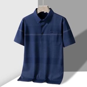Summer Polo Shirt Men All-Match Real Pocket Design Short Sleeved Ice Silk Polo For Men Formal Social Dady Tops