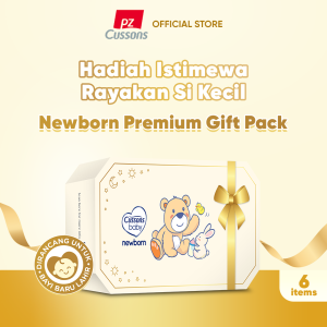 Cussons Baby Newborn Box Premium Gift Pack 6 in 1 Set - Paket Hadiah Kado untuk Bayi Baru Lahir Hampers Bayi untuk Perawatan Lengkap Lotion Baby Cream Hair & Body Wash Wipes Neck Bottle