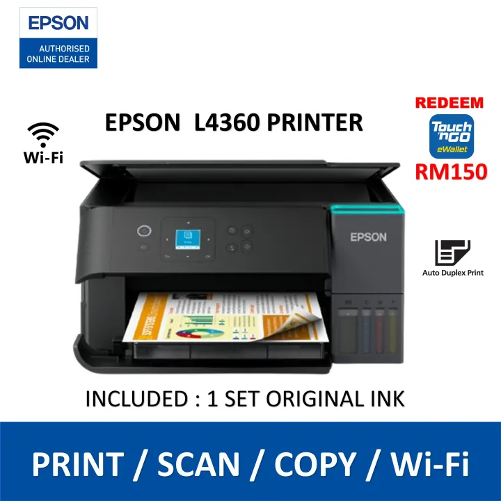 Epson EcoTank L4360 A4 Wi-Fi Duplex All-in-One Ink Tank Printer | Print, Scan, Copy,Wi Fi