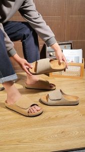 Sandals For Men Light Summer Slippers Adjustable Strap Non Slip Soft Suede Cork Slippers Size 39-45