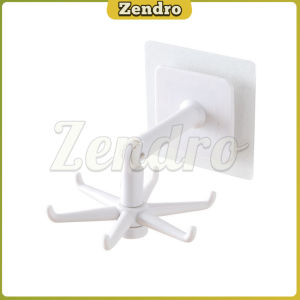 ZEO 360 Degrees Rotated Kitchen Hooks Self Adhesive 6 Hooks Wall Door Hook Handbag Clothes Hanging Rack
