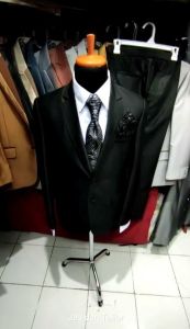 1 stel jas HITAM semi woll kilap jas wedding jas nikah jas pernikahan jas kawin jas akat nikah jas pengantin jas manten jas pirwed jas almamater jas blezer jas wisuda jas slim fit jas model baru jas murah jas model korean Jas pria formal Jas cod