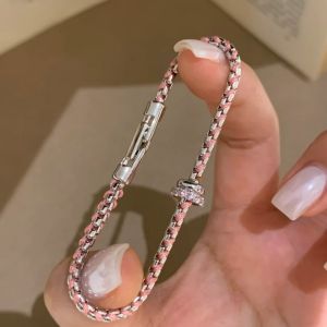 GORGE Xanh nhạt Vòng tay dây thừng dệt Trang sức dự tiệc Vòng tay zircon Vòng tay khảm trang trí thời trang Sành điệu Khảm đá Zircon Vòng tay hình tròn Quà tặng dành cho phụ nữ