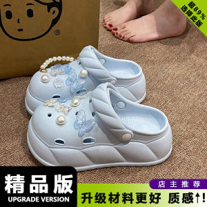[Free Shipping] Soft And Comfortable Strap Sandals With Buckle And Hole Design For Women 2026 Summer Anti-Slip Beach Sandals Trendy And Height-Increasing EVA Thick-Soled Sandals