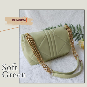 Tas Selempang Wanita Elvira Puff Tali Rantai Gold