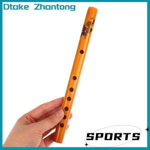 Dtake 1Pc Chinese Traditional 6 Holes Bamboo Flute Vertical Flute Clarinet Student Musical Instrument Wooden Color Flute For Beginner