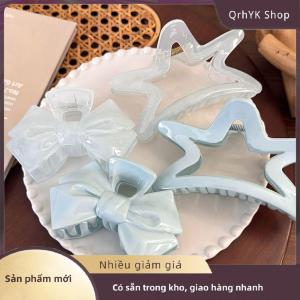 Hàng có sẵn✨ Ngọt Ngào Kem Màu Xanh Nơ Năm Cánh Sao Tóc Clip Hình Học Tóc Claw Cho Phụ Nữ Thanh Lịch Bowknot Cua Barrettes Tóc Phụ Kiện