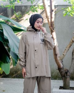 ZOTTA Setelan Jas Hujan Pria dan Wanita Dewasa Bahan PVC Tebal Anti Rembes