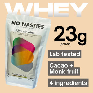 Ready Stock NO NASTIES Cleanest Whey Protein Powder 480g (15 Servings) Grass Fed Pasture Raised Raw Material Cacao With Monk Fruit Extract Nutritional Powder