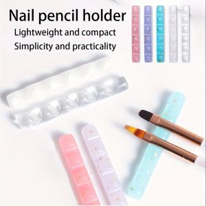5-Grids Nail Brush Holder /美甲工具 笔架  美甲店专用托架 果冻色光疗彩绘笔收纳架(随机颜机)_random color