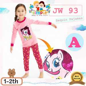 Piyama Anak Perempuan Import JW 93 Little Pony Pink Sequin Size 1-2th / Baju Tidur Anak Lengan Panjang