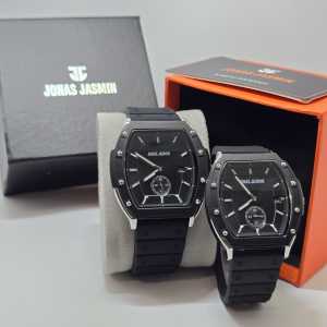 Box Exclusive Jam Tangan Jonas Jasmin Belimbing Couple SV-759UHA / Jam Tangan Fashion Pria/Wanita Tali Rubber Diameter 46cm & 38cm