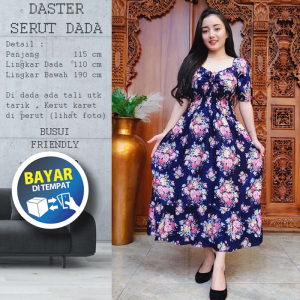 MAXI DRESS KERUT TALI DADA PANJANG DASTER KERUT KARET WANITA ANGGREK FIKI SANDRA SAFARI DIANA Longdress Kekinian Motif Baru lengan pendek Daster Panjang Selutut Ibu - Ibu Murah Dress Semata Kaki Wanita Terbaru by Morossa