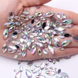 Mixed‑Size Marquise Flat‑Back Acrylic Rhinestones DIY Crystal Nail Art Decorations