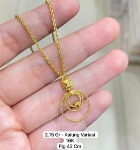Kalung set emas asli kadar 70 16k variasi liontin polo holo meteor polos