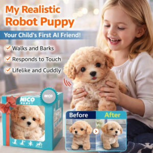 Realistic Robot Dog Plush Toy Cute Puppy Stuffed Animal Lifelike Simulation Design Soft Short Fur Kids Toy Home Decor Collectible