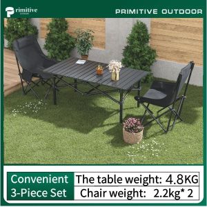 Outdoor tables and chairs set Deluxe Outdoor BBQ Table and High Back Moon Chair Combo - Perfect for Family Gatherings Camping Trips and Beach Parties. Durable Portable and Stylish for Ultimate Outdoor Dining Experience