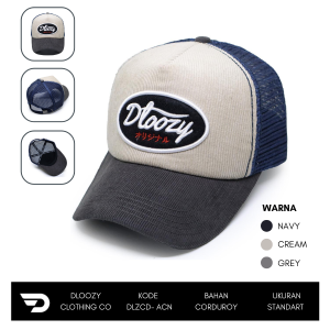 Topi Pria Dewasa Corduroy DLOOZY Trucker Hat Distro Original Hitam DLZCD-BOB