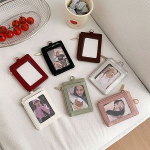 NIFINE PU Leather Card Holder Chain with Lanyard ID Card Card Holder Kawaii Card Sleeve