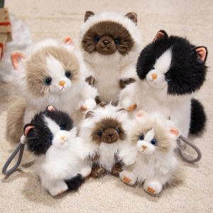 Hot Sale Aroma Pet Kitten Plush Toys Lifelike Fluffy Ragdoll Siamese Cat Doll Funny Hanging Animal Toys Bags Cuddly Kids Gift