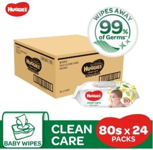 [Carton] Huggies Clean Care Baby Wipes 80s x 24 packs