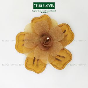 Bunga kain coklat emas kelopak imut aksesoris Bros Bunga Souvenir Seserahan idulfitri