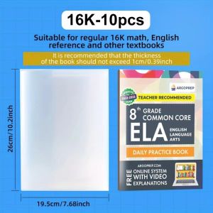 PERPE 10PCS Self-Adhesive Closure Plastic Book Cover A4/16K/A5 Waterproof File Book Protection Cover High Quality Wear-Resistant Books PVC Protective Cover