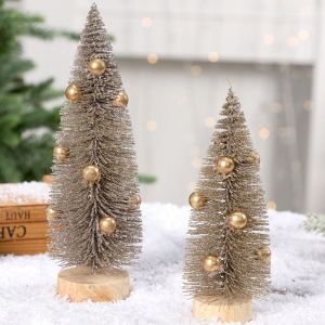 HOUCHU 15/20cm Mini Christmas Tree Festival Plastic Christmas Small Tree Creative DIY Handicraft Artificial Xmas Pine Tree Merry Christmas Decor