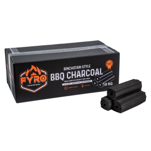 FYRO Binchotan-style Fruit Wood BBQ Charcoal Logs (10KG) – Smokeless when lighting Extra Long Lasting Heat for BBQ Grills BBQ Pits & Weber BBQ & Smokers 100% Natural Eco-Friendly Barbecue Coal BBQ Charcoal Grilling
