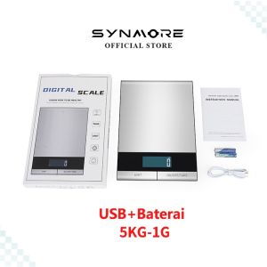 Synmore  Timbangan Digital Dapur Tahan Air 5kg Akurat 1g Timbangan Kue USB Charging