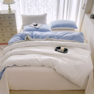 【discount store】3/4pcs Summer Cool Silk Quilt Set for Bedroom Apartment Solid Color Fashion (1pc Quilt Cover +1pc Bed Sheet +1/2pcs Pillowcase)