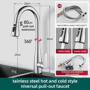 KOLIKOLI Pull Out Kitchen Faucet Stainless Steel - High Pressure Spray with 360° Swivel  Anti-Splash Easy Clean for Hard-to-Reach Sink Areas (Hot and Cold Water)