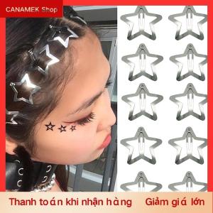 CS 10Pcs Sao Tóc Clip Snap Tóc Barrettes Không Trượt Năm Cánh Sao Phụ Kiện Tóc Cho Cô Gái Phụ Nữ Y2K Kim Loại Tóc Clip