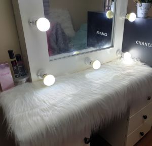 furfactory table topper/vanity table/faux fur