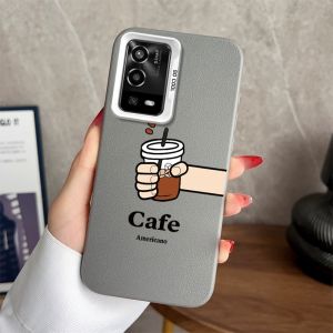 Case for OPPO A55 4g phone casing softcase TPU Protector shockproof Cover new design aesthetic Coffee Creative Cartoon SPSNKF01