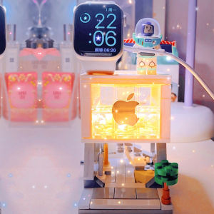 Mini Street View Assembly Model Building Blocks Toys Charging Dock compatible with Apple Watch Series 7 6 5 4 3 2 charger stand Educational Building Block Toy for Kids