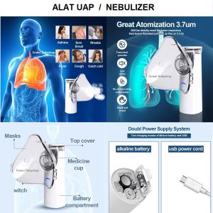 Alat Terapi Uap Pernafasan (Nebulizer Portable / Nebuliser Portabel / Cocok Untuk Batuk Pilek Asma Inhalasi / Encerkan Dahak )