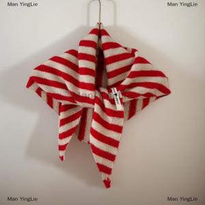 [COD] Man YingLie Korean Style Striped Solid Color Wool Knitted Triangular Small Scarf Shawl Headscarf Knitted Scarf Multi-functional Warm Scarf