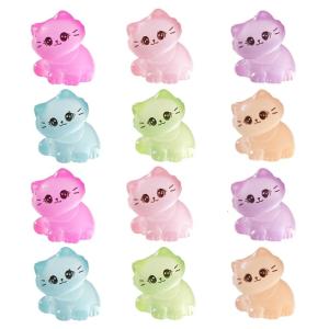 12PCS Noctilucence Resin Cats Figure Statues Fairies Garden Landscape Accessories Set For Craft Project And Home Decors