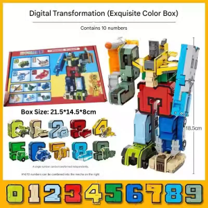 Robot Gabungan Nombor Mainan Transformasi Kanak Kanak Lelaki 3-6 Tahun Hadiah Hari Jadi Number Transformer Deformation Toy Combined Robot Boy Car Assembly Puzzle Kids Gift 数字变形玩具合体机器人男孩车拼装益智儿童3一6岁生日礼物 A410