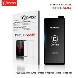 IPhone 15/Plus/Pro/Pro Max - COPPER Tempered Glass Premium FULL GLUE MATTE - ANTI GLARE