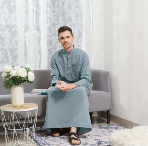 Gamis jubah pria At tarim jubah laki laki lengan panjang motif terbaru  bahan katun embos anti gerah fashion muslim