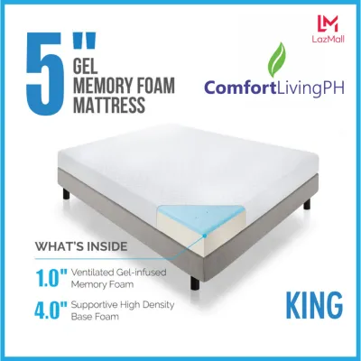 Comfort Living Memory Mattress King 5 Premium CoolTech Gel Infused Memory Foam Mattress King 72x78 5 Thickness