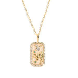 QUINT Gold Plated 12 Constellation Necklace Neck Jewelry Zircon Zodiac Pendant Necklace Elegant Vintage Retro Clavicle Chain