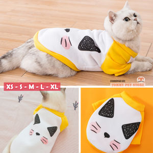 Trendy Printed Cat Design Pet Clothes Shy Cute Cat Dog Cat Shirt Thin Velvet Two-Legged Sweater XS-XL Baju Kucing