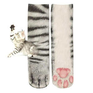 YINGRAN2 Sáng Tạo Động Vật Chân In Phụ Nữ Trung Ống Vớ Phim Hoạt Hình Mèo Hổ Vịt Móng Vuốt Phụ Nữ 3D In Vui Động Vật Giữa Vớ